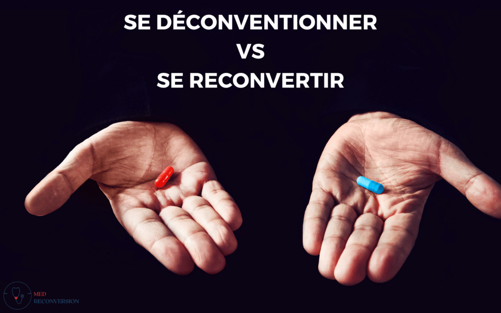 pulule bleue et pilule rouge symbolisant le choix de se déconventionner en tant que médecin ou de se reconvertir