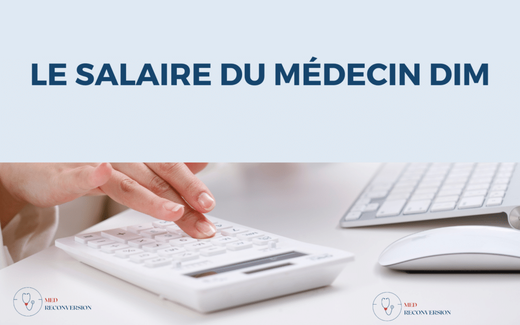 calculatrice et femme calculant sa fiche de paie et son salaire de médecin DIM