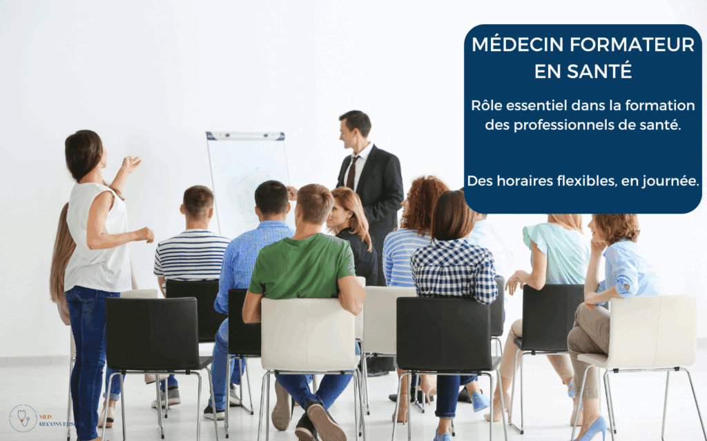 Photo d'un médecin formateur devant son groupe d'étudiants