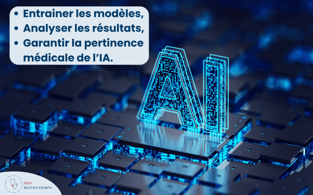 Image de l'IA avec rappel des emplois possible en télétravail pour les médecins, en rapport à avec l'intellignece artificielle.