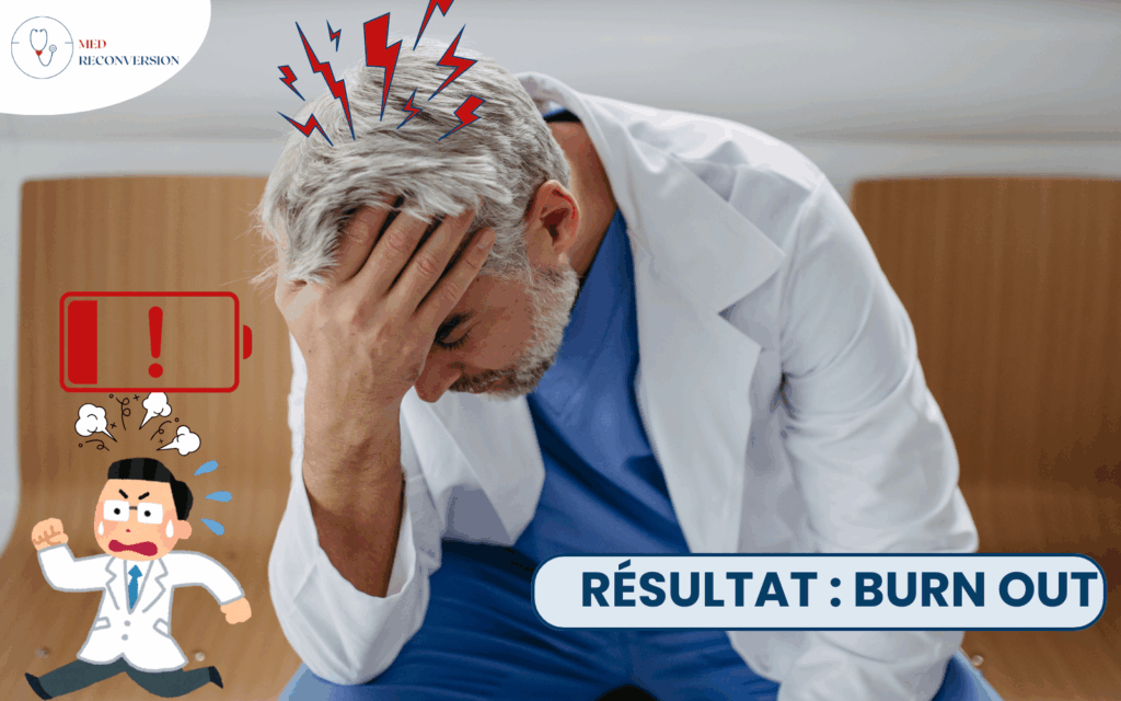 image d'un médecin en burn out qui s'effondre au travail