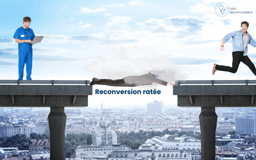 Homme dans les différentes étapes de sa reconversion râtée