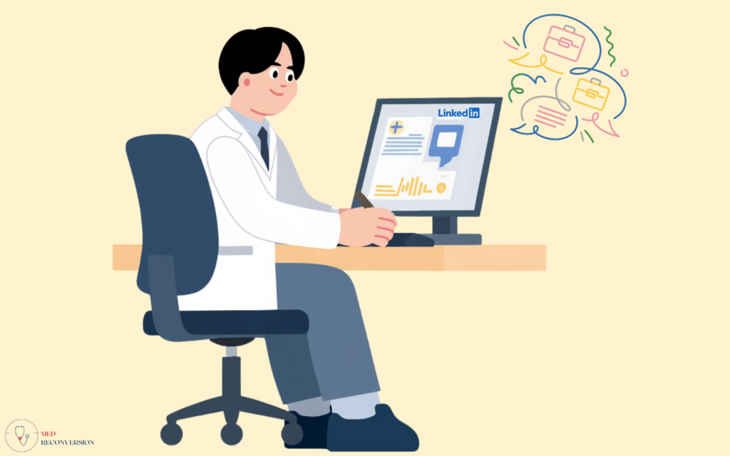image d'un médecin qui recherche un job sur LinkedIn