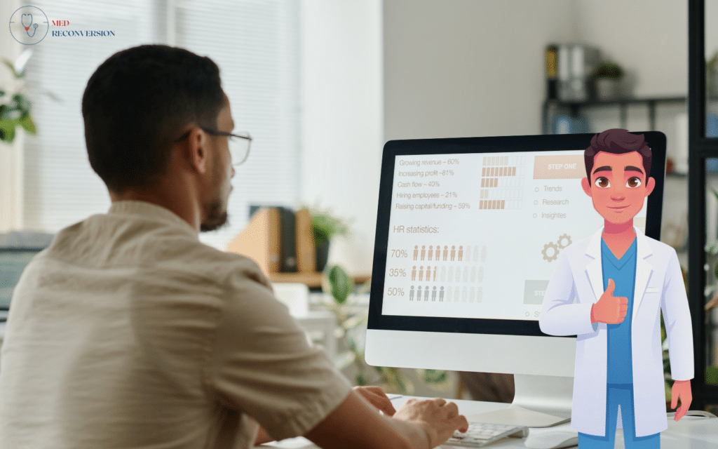 médecin Medical science liaison au travail devant son ordinateur