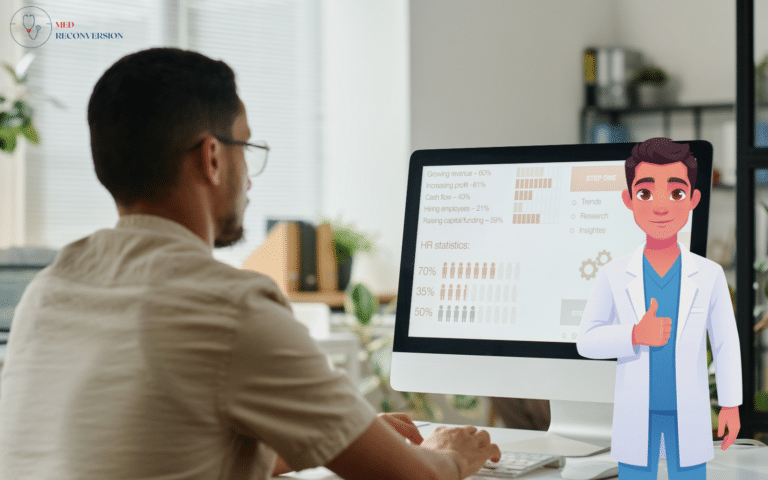médecin Medical science liaison au travail devant son ordinateur