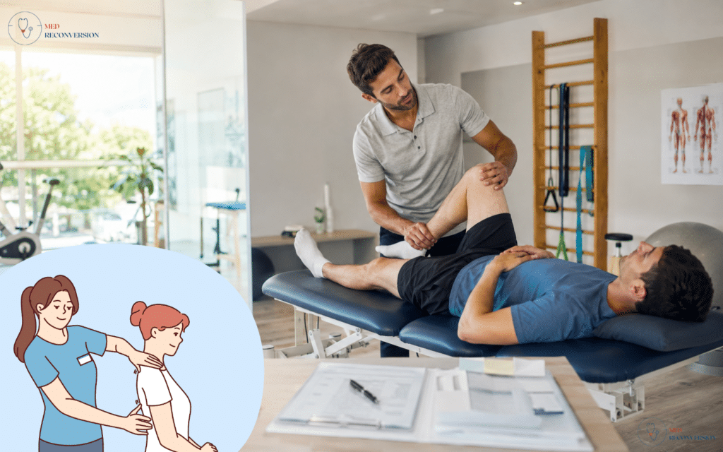 kiné en soin avec un patient