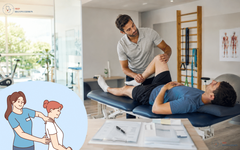 kiné en soin avec un patient
