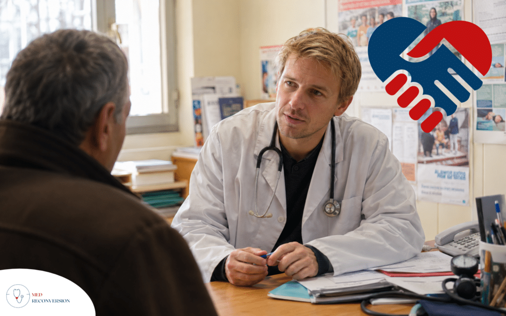 médecin du milieu associatif, avec son patient