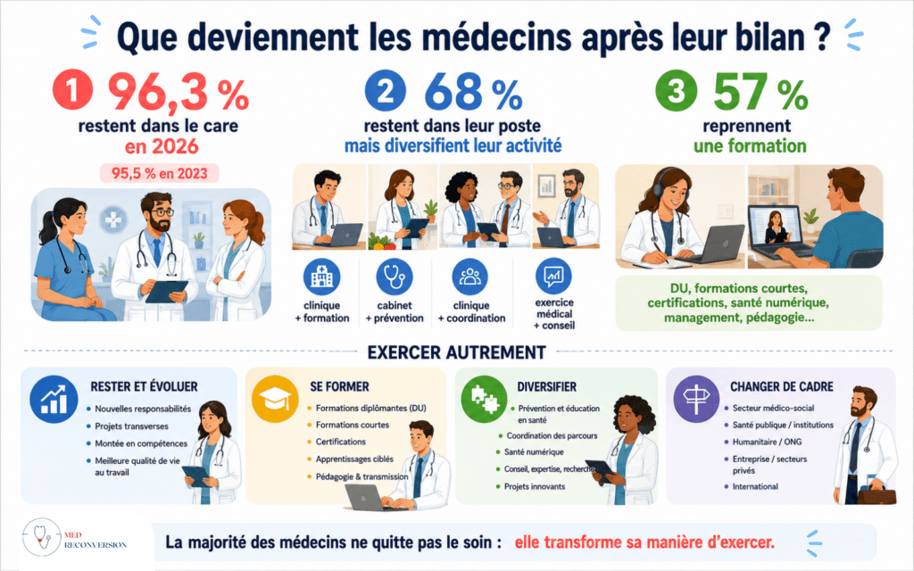 infographie pour "que font les médecins après un bilan de compétences"