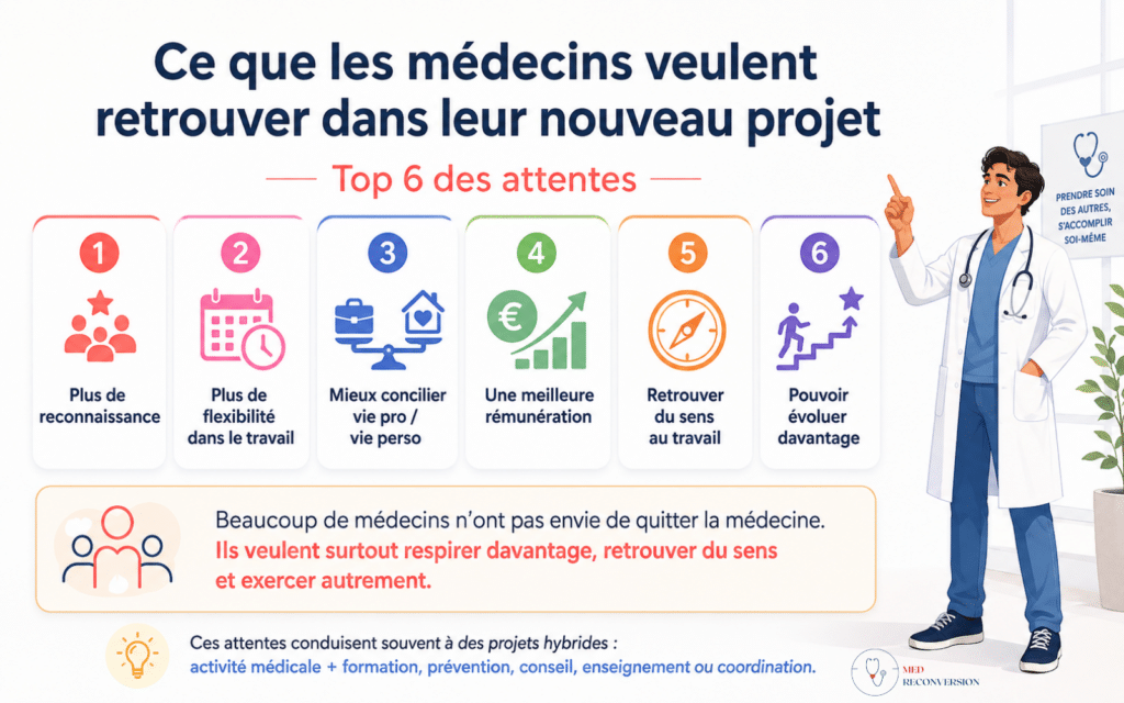 infographie des attentes des médecins en faisant un bilan de compétences