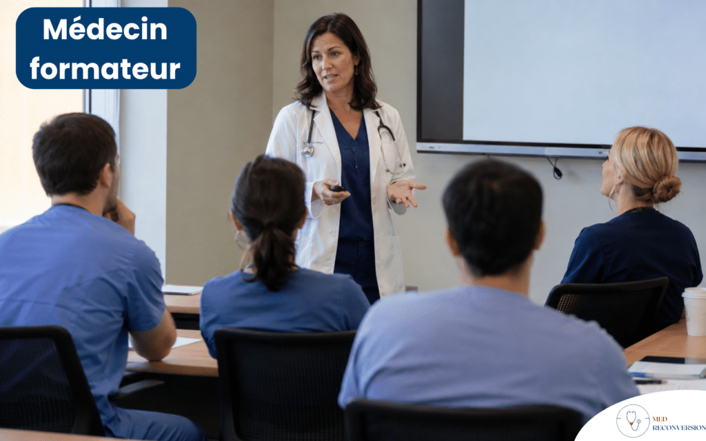 médecin formateur devant ses étudiants
