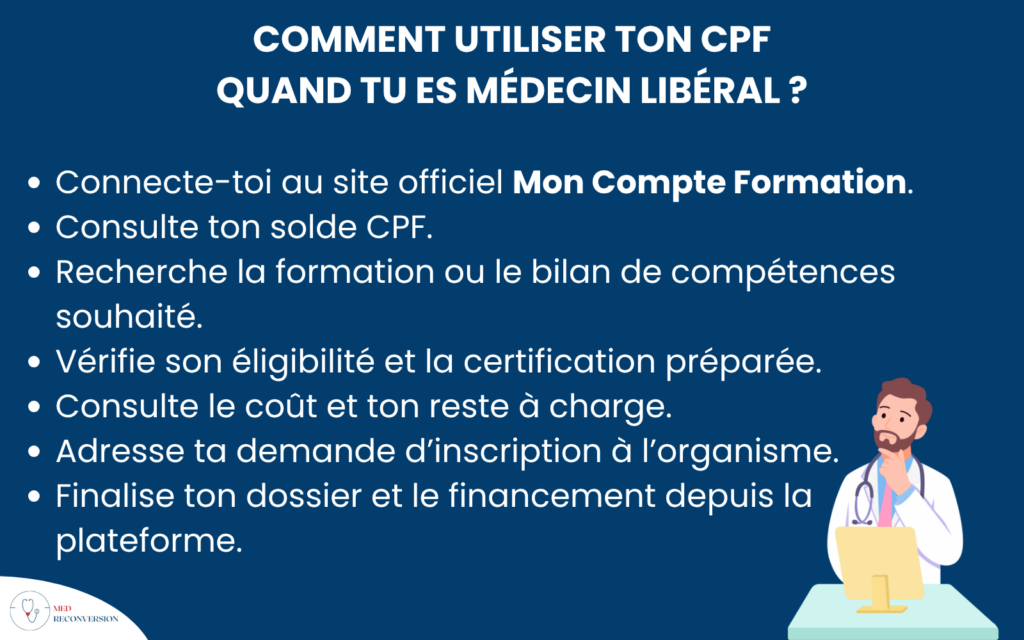 process d'utilisation du cpf pour un médecin libéral